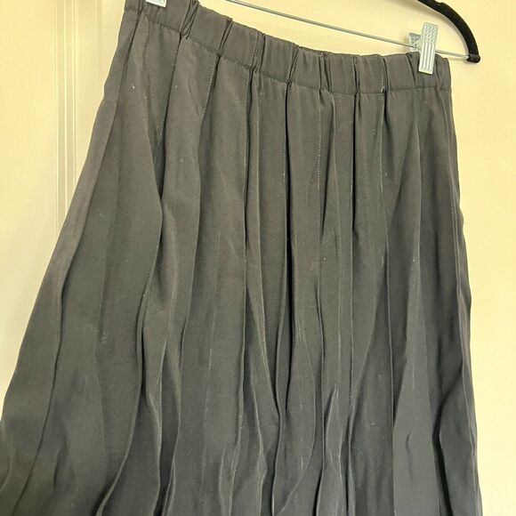 Jennifer Reed Concept Women Size Medium Solid Black Pleated Skirt A Line Modest - Picture 7 of 11